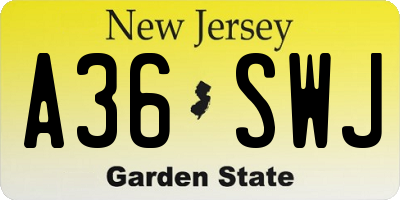 NJ license plate A36SWJ