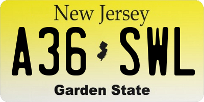 NJ license plate A36SWL