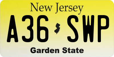 NJ license plate A36SWP