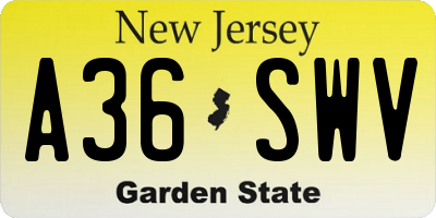 NJ license plate A36SWV