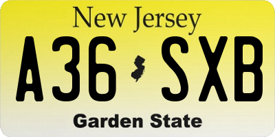NJ license plate A36SXB