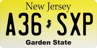 NJ license plate A36SXP