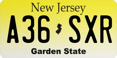 NJ license plate A36SXR
