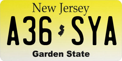 NJ license plate A36SYA