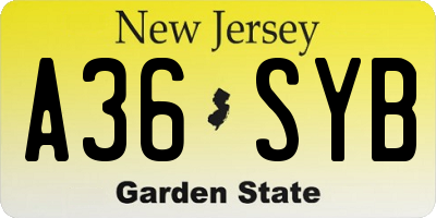 NJ license plate A36SYB