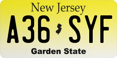 NJ license plate A36SYF