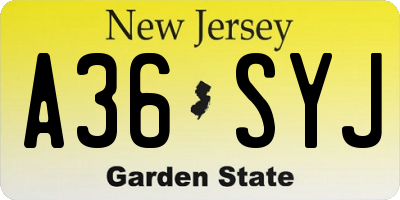 NJ license plate A36SYJ
