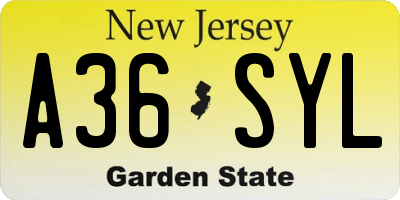 NJ license plate A36SYL