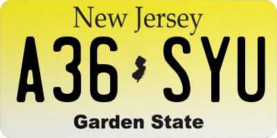 NJ license plate A36SYU