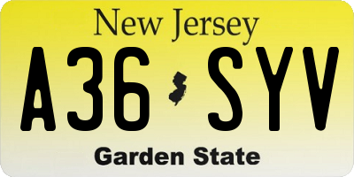 NJ license plate A36SYV