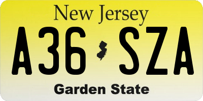 NJ license plate A36SZA