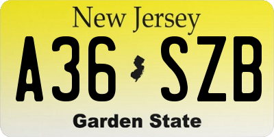 NJ license plate A36SZB
