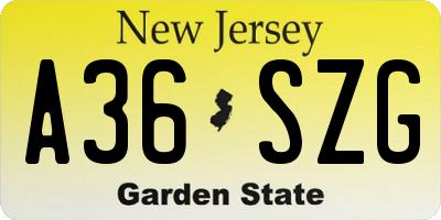 NJ license plate A36SZG
