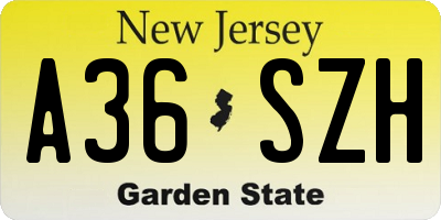 NJ license plate A36SZH