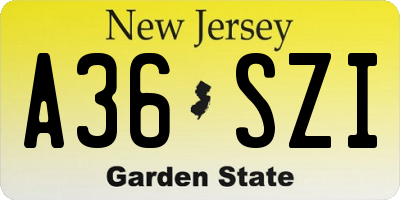 NJ license plate A36SZI