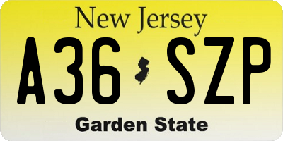NJ license plate A36SZP