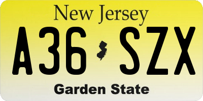 NJ license plate A36SZX