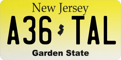 NJ license plate A36TAL
