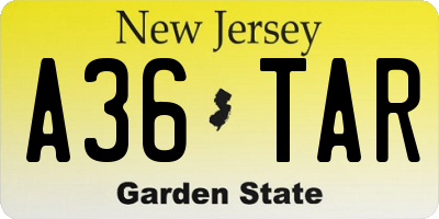 NJ license plate A36TAR