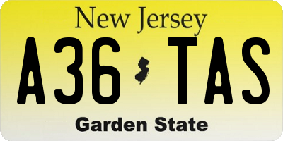 NJ license plate A36TAS
