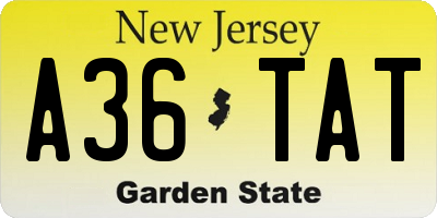 NJ license plate A36TAT