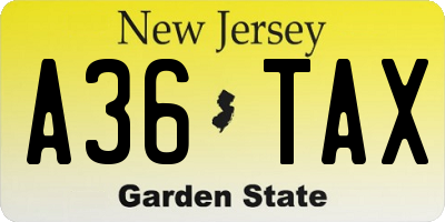 NJ license plate A36TAX