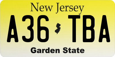 NJ license plate A36TBA