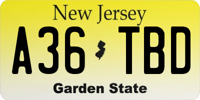 NJ license plate A36TBD