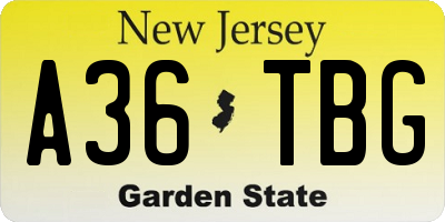 NJ license plate A36TBG