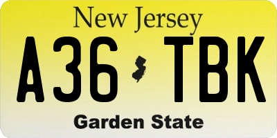 NJ license plate A36TBK