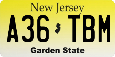 NJ license plate A36TBM