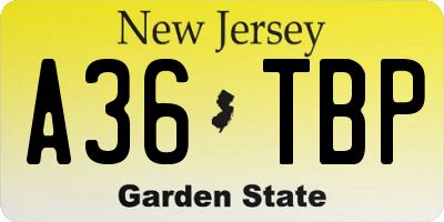 NJ license plate A36TBP