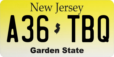 NJ license plate A36TBQ