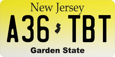 NJ license plate A36TBT