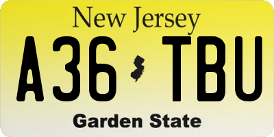 NJ license plate A36TBU