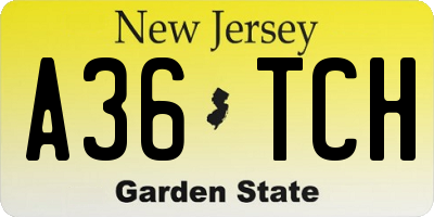 NJ license plate A36TCH