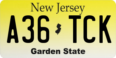 NJ license plate A36TCK
