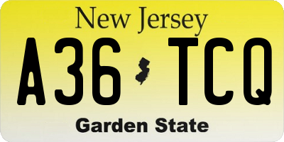NJ license plate A36TCQ