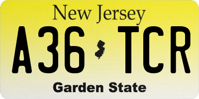 NJ license plate A36TCR