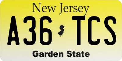 NJ license plate A36TCS