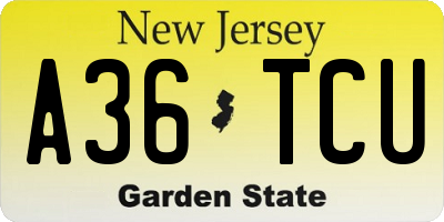 NJ license plate A36TCU