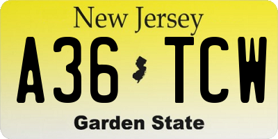 NJ license plate A36TCW