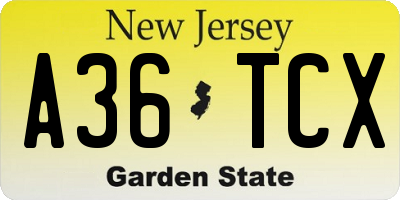 NJ license plate A36TCX