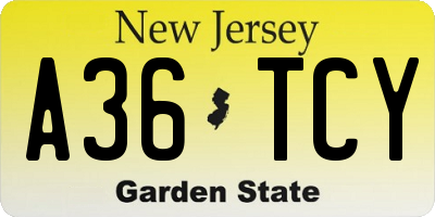 NJ license plate A36TCY