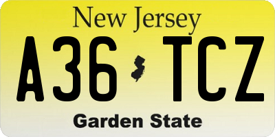 NJ license plate A36TCZ