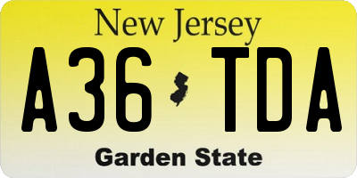 NJ license plate A36TDA