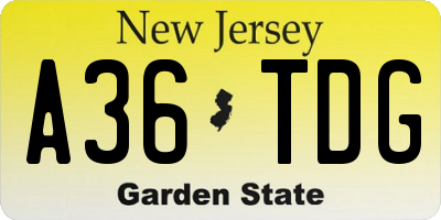 NJ license plate A36TDG