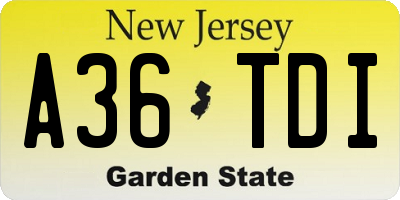 NJ license plate A36TDI