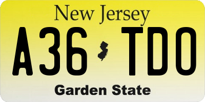 NJ license plate A36TDO