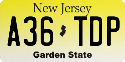 NJ license plate A36TDP